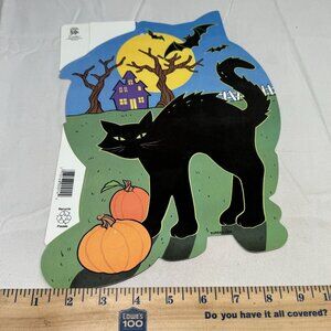 Vintage Eureka Halloween Black Cat Haunted House Pumpkin Paper Die Cut New Old